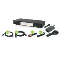 IOGEAR GCS1944 4-Port 4K Dual View DisplayPort KVMP with USB 3.0 Hub and Audio (TAA)