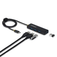 StarTech H5C4A-USB-HUB-2 4-Port USB-C Hub, 5Gbps, Bus Powered, USB-C to 4x USB-A Mini Hub, Extra Long 2ft/61cm Host Cable, Portable