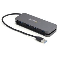 StarTech HB30AM4AB 4 Port USB 3.0 Hub, 4x USB-A, 5Gbps Laptop/Desktop USB Type-A Hub, USB Bus Powered, 28cm Long Cable
