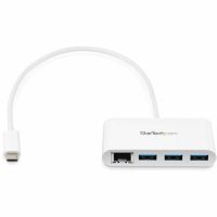 StarTech 3-Port USB-C Hub with Gigabit Ethernet - USB-C to 3x USB-A - USB 3.0 Hub - 5Gbps - White - HB30C3A1GEA