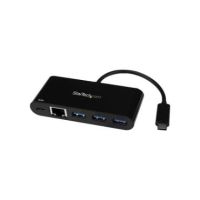 StarTech 3 Port USB C Hub with Gigabit Ethernet and 60W PD Passthrough - 3x USB 3.0 Type-A 5Gbps - HB30C3AGEPD