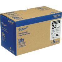 Brother HGE2515PK Laminated Tape With Extra strength Adhesive (1" x 26.2', Black on White, 5-Pack)