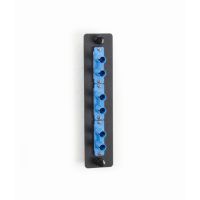 BLACK BOX JPM450C LOW-DENSITY SINGLEMODE FIBER ADAPTER PANEL - CERAMIC SLEEVE, (3) ST DUPLEX, BLUE