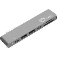SIIG Dual USB Type-C Hub with HDMI, Card Reader, and Power Delivery (Space Gray) - JU-TB0512-S1