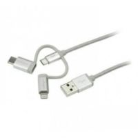 StarTech 3.3' 1m USB Multi Charging Cable - Lightning USB-C Micro-USB - LTCUB1MGR