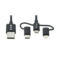 M101-006-LMC-BK SYSTEM CABLE - USB A LEFT CONNECTOR - MALE LEFT GENDER - LIGHTNING,USB-C,USB MIC