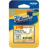 Brother M2312PK Labeling Tape (1/2" x 26.2', Black on White, 2 Rolls)
