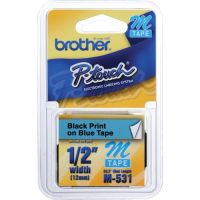 Brother M531 Labeling Tape (1/2" x 26.2', Black on Blue, One Roll)