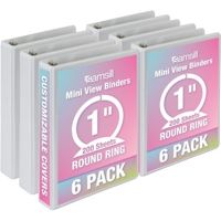 Samsill MP28507 1" 3-Ring Mini View Binder, White, 6-Pack