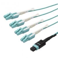 StarTech MPO/MTP To LC Breakout Cable Plenum-Rated OM3 40GB Push/Pull-Tab 5m MPO8LCPL5M