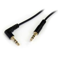 StarTech 3.5mm TRS Right-Angle Male to 3.5mm TRS Straight Male Cable (Black, 1') - MU1MMSRA