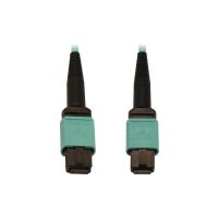 Eaton Tripp Lite Series N844B-01M-12-P 40/100/400G Multimode 50/125 OM3 Fiber Optic Cable (12F MTP/MPO-PC F/F), LSZH, Aqua, 1 m (3.3