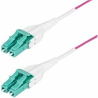 StarTech OM4RLCLC2M 2m (6ft) LC to LC (UPC) OM4 Multimode Fiber Optic Cable, Erika Violet, 50/125, 100G, OFNR Riser Rated