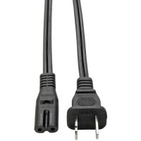 Eaton Tripp Lite Series P012-006 2-Slot Non-Polarized Replacement Power Cord, 1-15P to C7 10A, 120V, 18 AWG, 6 ft. 1.83 m, Black