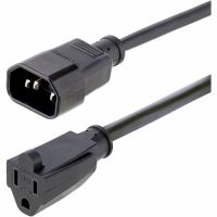 StarTech PAC100 1ft (0.3m) Power Extension Cord, IEC C14 to NEMA 5-15R, 10A 125V, 18AWG, Black, Outlet Extension Cable