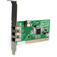 StarTech 4 port PCI 1394a FireWire Adapter Card - 3 External 1 Internal - TAA - PCI1394MP