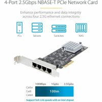 StarTech 4-Port 2.5Gbps NBASE-T PCIe Network Card, Intel I225-V, Quad-Port Computer Network Card, Multi-Gigabit NIC, PCI Express Server LAN Card, Desktop Ethernet Interface - PR42GI-NETWORK-CARD