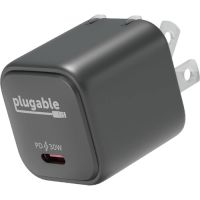 Plugable PS-30C1B-3X 30W GaN USB-C Wall Charger (Black, 3-Pack)