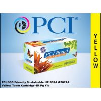 PCI Q2672ARPC HP 309A Q2672A Eco-Friendly Yellow Toner Cartridge, 4,000 Page Yield  