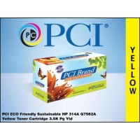 PCI Q7562ARPC Eco-Reman HP 314A Q7562A Yellow Toner Cartridge, 3,500 Page Yield  