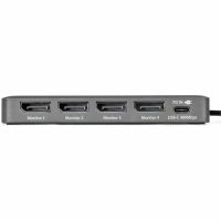StarTech QUAD-USB-DP-ADAPT USB-C to Quad-Monitor Workstation Adapter, 4K 60Hz, DisplayPort 1.4, 140W PD Passthrough, 1x USB 2.0, TAA