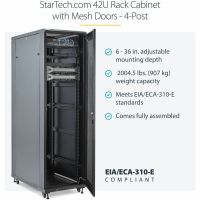 StarTech 4-Post 42U Server Rack Cabinet, Data Rack Cabinet for Computer/IT Equipment, Rack Server Cabinet w/ Casters - RK4236BKB