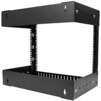 StarTech 8 RU Open-Frame Wall Mount Equipment Rack with Adjustable Depth (Black) - RK812WALLOA