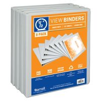 Samsill S88417 3 Ring Durable View Binders - 1 2 Inch Round Ring , Non-Stick Clear Cover, White, 8-Pack