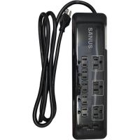 SANUS SA-PS82-B1 Surge Protected Floor Strip, 6 Outlets, 2 USB Ports