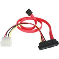 StarTech SAS 29 Pin to SATA Cable with LP4 Power (Red, 18") - SAS729PW18
