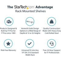 StarTech 1U 19 Vented Server Rack Cabinet Shelf - Fixed 20" Deep Cantilever Tray w/Cage Nuts - SHELF-1U-20-FIXED-V