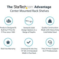 StarTech 2U 19 Vented Server Rack Shelf - Center Mount Fixed 14" Deep Cantilever Tray w/ Nuts - SHELF-2U-14-CENTER-V