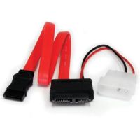StarTech 12" (30.5cm) Slimline SATA to SATA with LP4 Power Cable Adapter (Red) - SLSATAF12