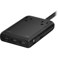 Belkin SRZ002tt5 2-Outlet Charging Station with USB Ports and USB-C Cable 70W - Power Strip - Black