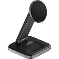 SATECHI ST-Q21FM 2-IN-1 FOLDABLE QI2 WIRELESS CHARGING STAND (SPACE GRAY)