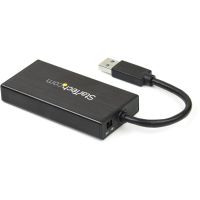 StarTech 3 Port USB 3.0 Hub with Gigabit Ethernet Adapter NIC, Portable - ST3300GU3B