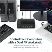 StarTech 4 Port USB HDMI KVM Switch with Audio - 4K 30Hz Dual Monitor - SV431DHD4KU