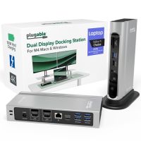 Plugable TBT4-UDZ Thunderbolt 4 Docking Station | Dual 4K Monitors for M4 MacBook Air/Pro | Quad Displays Windows | 100W Charging