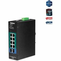 TRENDnet TI-PG102i 10-Port Industrial Gigabit L2 Managed PoE+ DIN-Rail Switch, 8 x Gigabit PoE+ Ports, DIN-Rail Mount