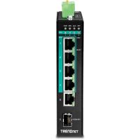 TRENDnet TI-PG541i 6-Port Hardened Industrial Gigabit Poe+ Layer 2 Managed DIN-Rail Switch, 4 x Gigabit PoE+ 802.3at Ports, 1 x