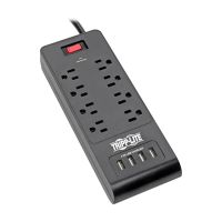 Eaton Tripp Lite Series TLP864USBB Surge Protector Power Strip 8-Outlets 4 USB Ports 6ft Cord Black - surge protector - 1875 Watt