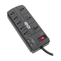 Eaton Tripp Lite Series TLP88USBB 8-Outlet Surge Protector Power Strip with 2 USB Ports (2.1A Shared) - 8 ft. Cord, 1200 Joules