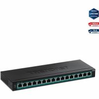 TRENDNET TPE-TG160H 16-Port Gigabit PoE+ Switch 123W Compact Fanless Design  