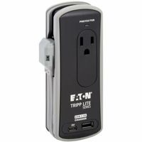 Eaton Tripp Lite Series TRAVELER3USBC Protect It! 2-Outlet Travel-Size Surge Protector 5-15R Outlets USB-C/USB-A 5-15P Input Black
