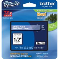 Brother TZE-135 Laminated Tape for P-Touch Labelers (White on Clear, 0.5" x 26.2')