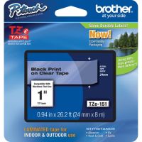 Brother TZE-151 Laminated Tape for P-Touch Labelers (Black on Clear, 1" x 26.2')