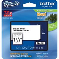 Brother TZE-261 Laminated Tape for P-Touch Labelers (Black on White, 1.5" x 26.2')