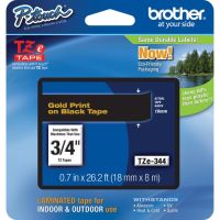Brother TZe344 Laminated Tape for P-Touch Labelers (Gold on Black, 0.75" x 26.2')