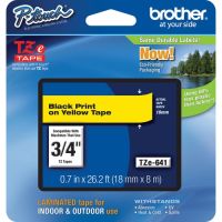 Brother TZE-641 Laminated Tape for P-Touch Labelers (Black on Yellow, 0.75" x 26.2')