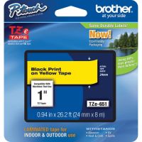 Brother TZE-651 Laminated Tape for P-Touch Labelers (Black on Yellow, 1" x 26.2')